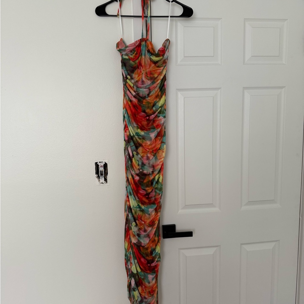 Missguided + Multicolor Floral Ruched Maxi Dress